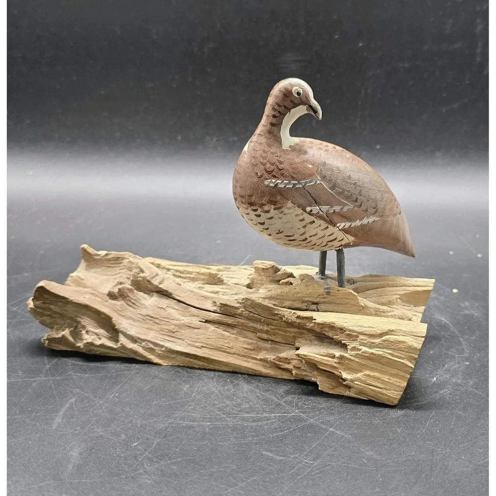 Vintage Hand Carved Wood Wooden Quail Partridge Figurine Sculpture 5.5